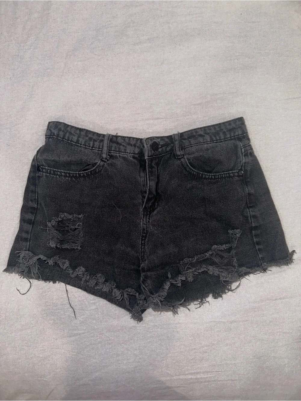 Distressed Black Denim Women's Cutoff Shorts